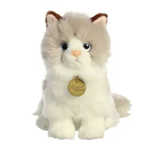 Aurora® Realistic Miyoni® Ragdoll Cat Stuffed Animal - Lifelike Details Make a Cherished Companion - Perfect for Decorating Bedrooms or Classrooms - White 8 Inches