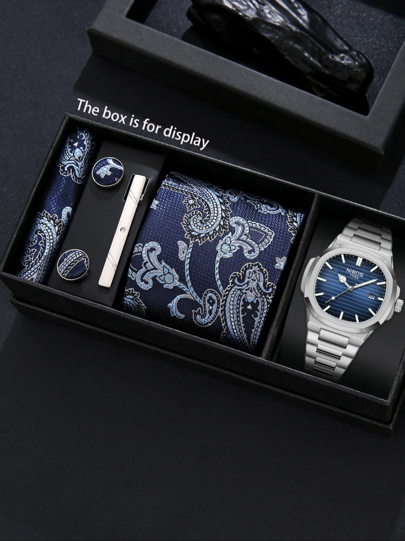 6pcs Men's Business Watch Accessory Set, Includes Tie, Handkerchief, Cufflinks, Tie Clip, Perfect for Daily Use, Ideal Gift for Special Occasions