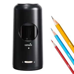 T jTENWIN Fully Automatic Electric Sharpener, Rechargeable with Massive Battery, Fits 7-11.5mm Writing & Color Pencils, Mechanical & Oversized Design, Christmas Gift for Students & Office Users