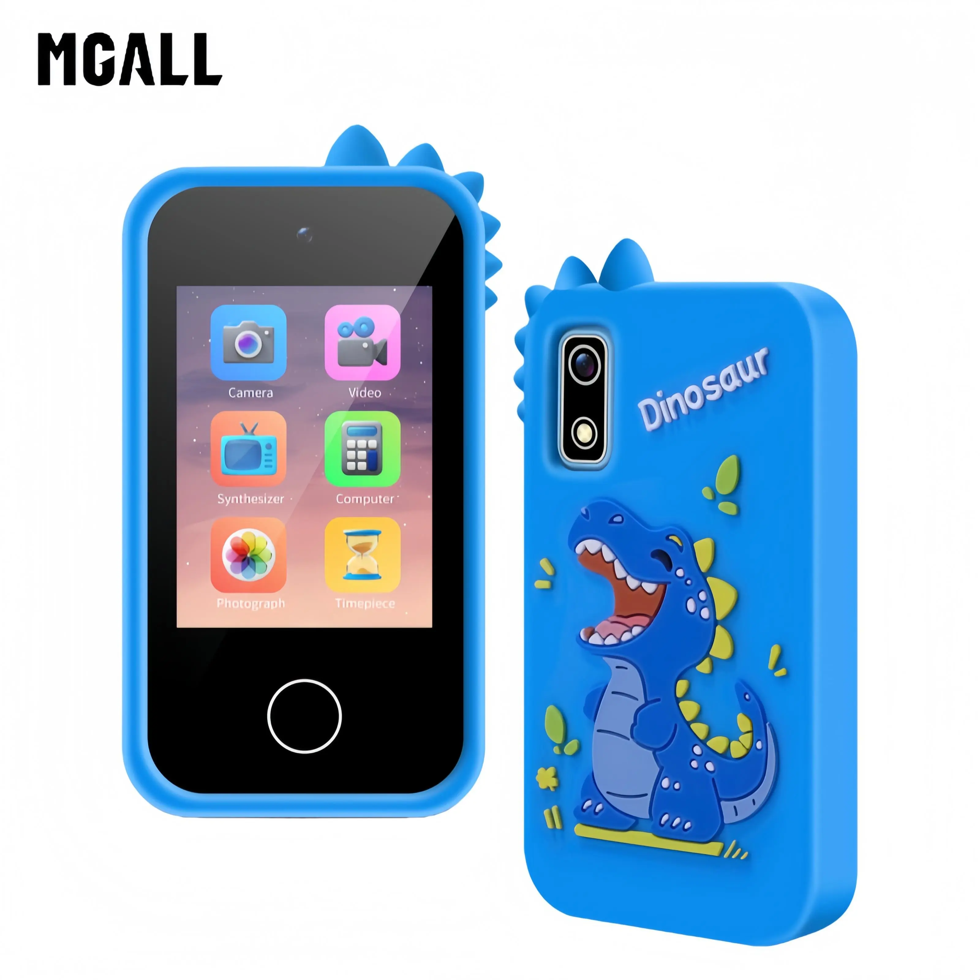 Cute Kids Smart Toy Phone, Cartoon Silicone Shockproof Case, Dual Cameras Touchscreen with Learning Games & MP3 Player, Educational Early Learning Travel Toy, Birthday Holiday Gift for Boys & Girls