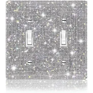 1 PC Shiny Silver Rhinestones Wall Plate Cover Switch Plate Covers Cover Light Switch Cover Switch Cover Decorative Double Gang Toggle Outlet Covers Bling Switch Cover