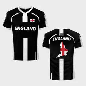England Inspired Soccer Jersey, Black White England Pride Sports Shirt, Football Style Fan Jersey, Gift for English Men and Women