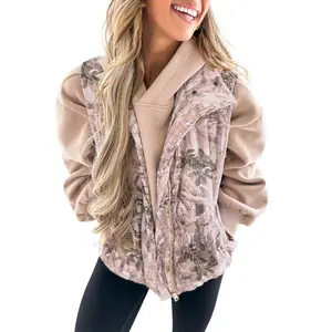 Camo Leaf Print Winter Puffer Vest