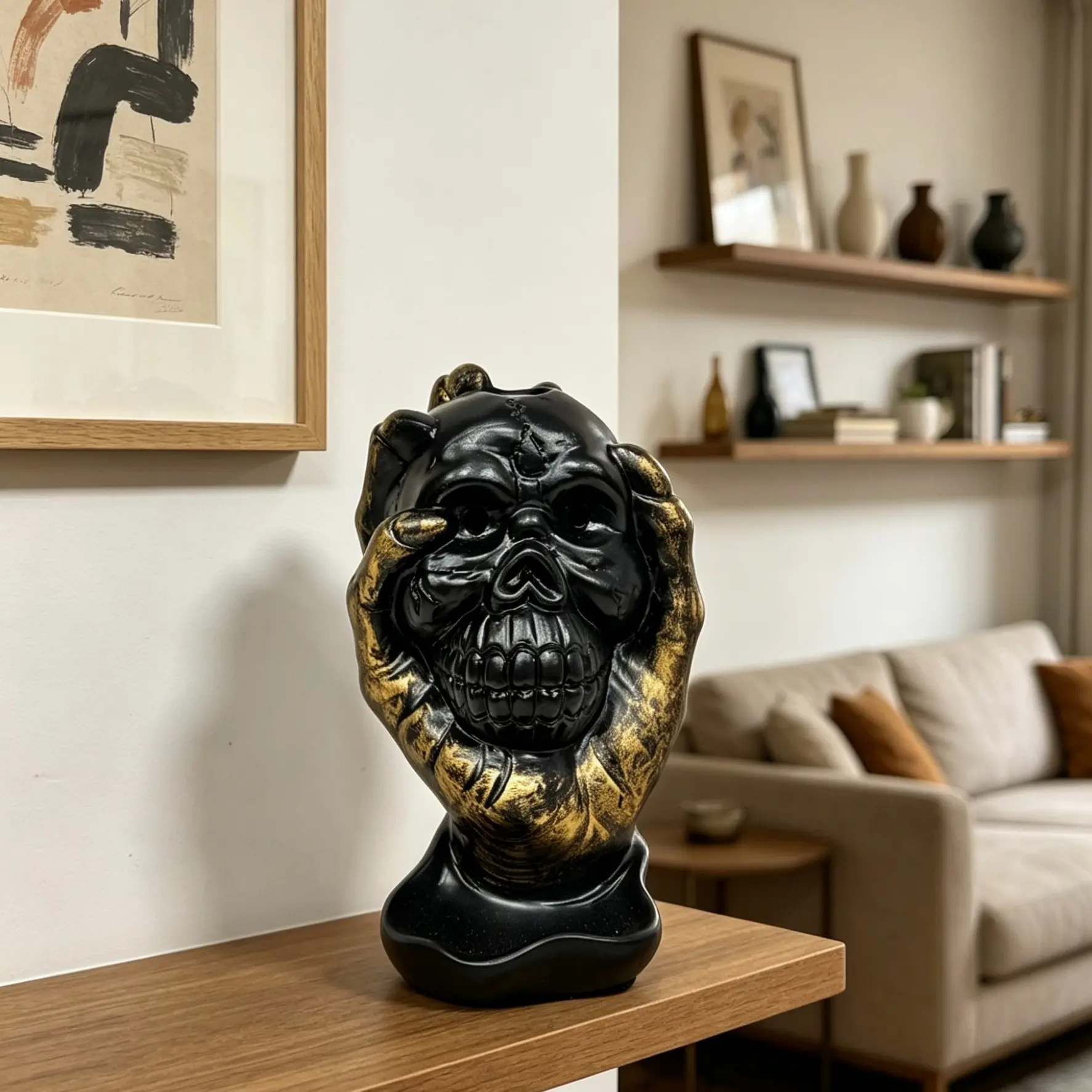 Vintage Skull Hand Incense Burner, Gothic Resin Flow Diffuser, Halloween Decor, Cool Home Decoration, 1pc Retro Style, Home Fragrance Decor, Diffusers For Home