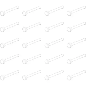 18g Clear Plastic Nose Studs for Work & Surgery-Flexible Bioflex Nose Retainer-Bone Shape Flat Top Piercing Retainer
