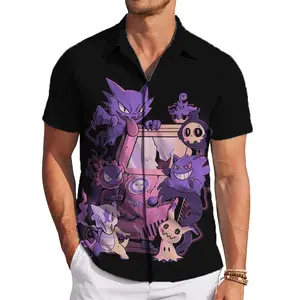 Gengar doesn’t just haunt—he owns the night. Slip into this tee and let your dark side shine  - unique, bold and for those who love chaos in Hawaiian shirt, alohashirt, kemejahawaii, Halloween shirt