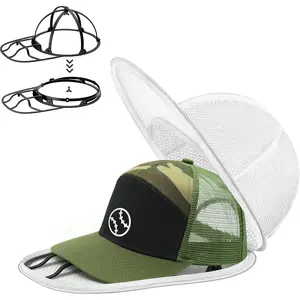 Hat Washer Cage, Collapsible Baseball Cap Washing Cage - Hat Holder for Washing Machine & Dishwasher - Ball Cap Cleaner, Shaper & Protector Form Mold with Rack for Laundry