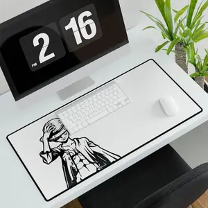 Custom Luffy One Piece White Desk Mat Unofficial Playmat