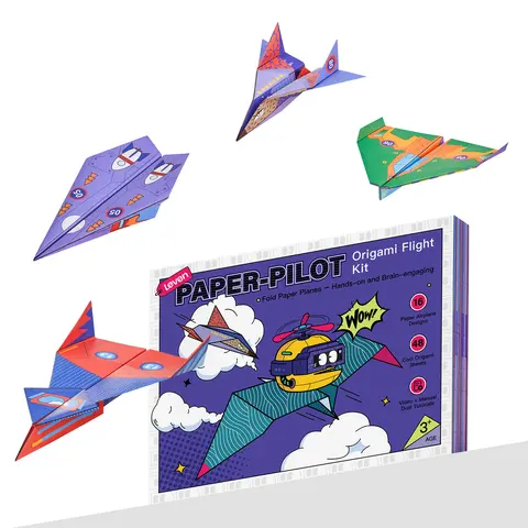 Leven Kids' Fun DIY Paper Airplane Book Craft Kit - 16 Foldable Models, 48 Sheets Origami Paper, Video Tutorials, Educational Toy, 11x8.3 Inches, Birthday/Back to School Gifts for Ages 6+ Girls