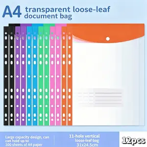 6/12 Pack A4 Plastic File Folders, 11-Pocket Waterproof Document Organizer, Durable Storage Solution for Office & Home Use