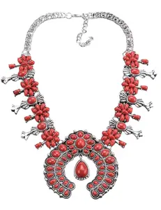 Austin Blaze Turquoise Squash Blossom Statement Necklace-SALE