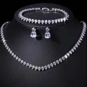 Elegant Teardrop Crystal Bling Jewelry Set - Sparkling Costume Necklace, Bracelet, Earrings for Weddings, Galas, Bling Jewelry Sets, Set Jewelry Sets