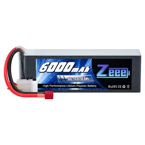 Zeee 4S Lipo Battery 6000mAh 60C 14.8V Soft Case Battery with Deans Plug Compatible with RC Plane Quadcopter Airplane Helicopter Car Truck Boat