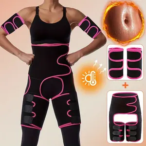 [4-in-1 Trainer] 1 SET 4-in-1 High Waist Arm and Thigh Trainer |   Neoprene Sweat Belt, Waist & Arms Trainer, Sauna, Fitness Exercise for Women & Men