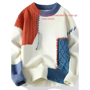 Single piece American fashion brand jacquard color blended round neck sweater, suitable for men, autumn and winter fashion, unique, multifunctional, casual, and warm knitted sweaterRAIMENTRY