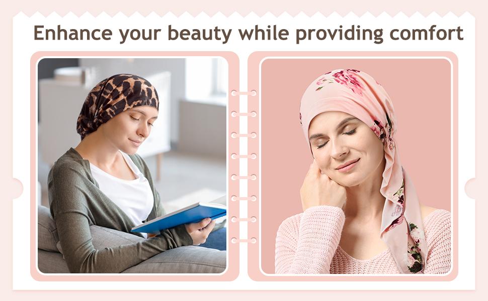 4 Pcs Chemo Headwear for Women – Pre Tied Cancer Caps, Soft Turban Head Scarf for Patients, Comfortable & Breathable – Thoughtful Gift for Chemo, Hair Loss