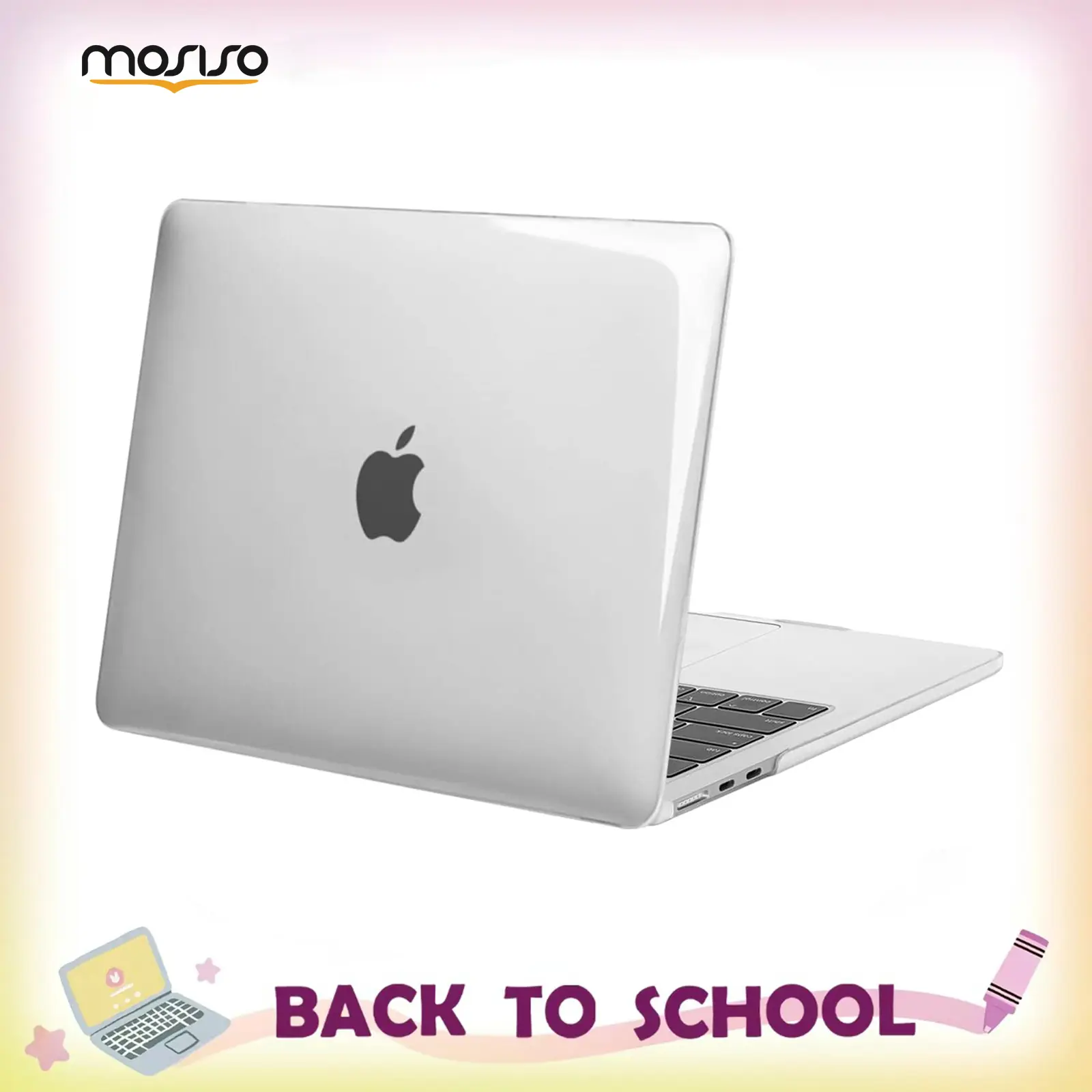 MOSISO Case Compatible with MacBook Air 13.6 Inch M5 M4 M3 M2 2026-2022, Slim Transparent Hard Shell Laptop Cover with Precise Cutouts and Ventilation for Students and Professionals, A3449 A3240 A3113 A2681 (Case Only, Not Laptop), Polycarbonate, Specific
