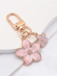 Popular fashion simple alloy material pearl powder paint size cherry blossom pendant luggage pendant Flower Pendant