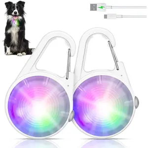 Rechargeable LED Pet Light, 4 Modes Night Walking Accessories, Waterproof Dog Collar Attachment for Small Medium Large Dogs, Clip-On Safety Light for Evening Jogging, Long-Lasting Battery 2-Pack (White) dog  collars  for  sale universal harness e  collar