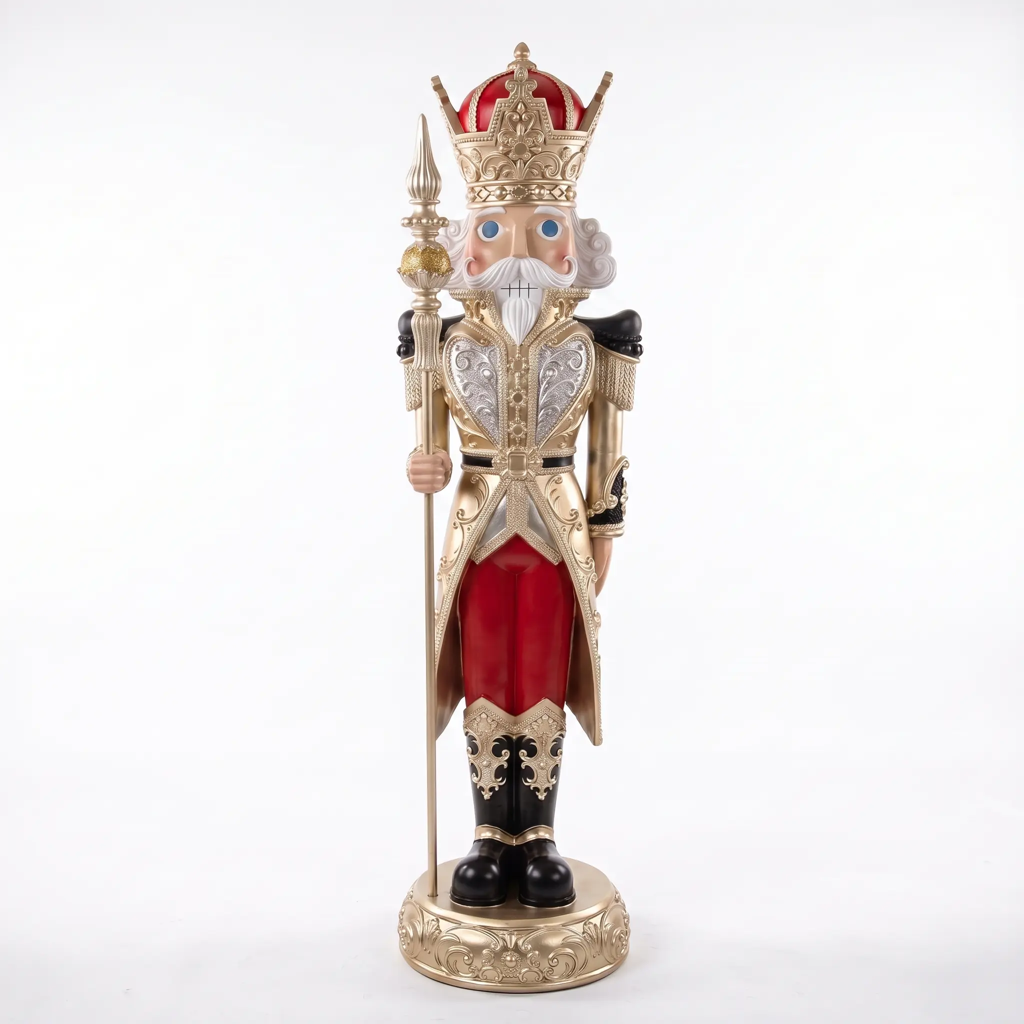 5 FT Red, Gold & Black Nutcracker With Staff