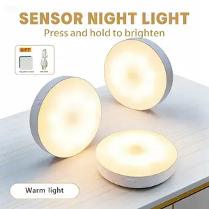 Dimmable touch light, rechargeable battery-powered touch light, magnetic adhesive wardrobe light with two lighting modes and USB charging mode, wireless magnetic sticker night light, 3000K warm white light, powered by a 1000 mAh battery, warm yellow, dimm