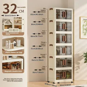 4/5/6 layer hot sale folding storage cabinet transparent black multi-layer with cabinet door locker toy snack finishing box bookshelf wardrobe Storage Drawer