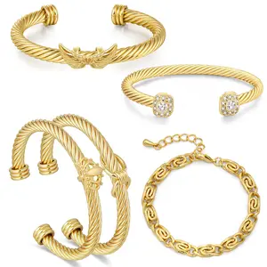 Aprilery “Gold - Tone Coastal Rope & Link Bracelet Set” - Nautical - Inspired Luxe Jewelry for Beach Vacations & Casual - Chic Daily Wear