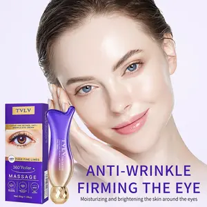 Anti-Wrinkle Retinol Eye Cream with Roller Massager, Reduces Dark Circles, Gentle Moisturizing Formula for All Skin Types, Eye Repair Cream