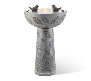 Glitzhome 27.5"H Birdbath Polyresin Outdoor Fountain with Bird