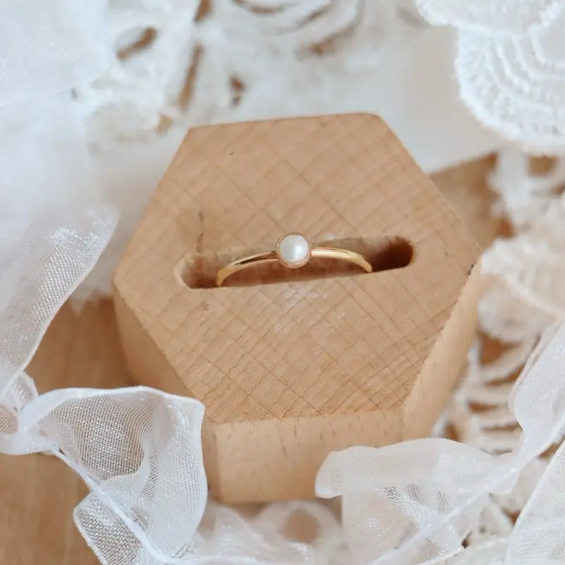 Solace Ring Freshwater Pearl with small Band and Simple Design