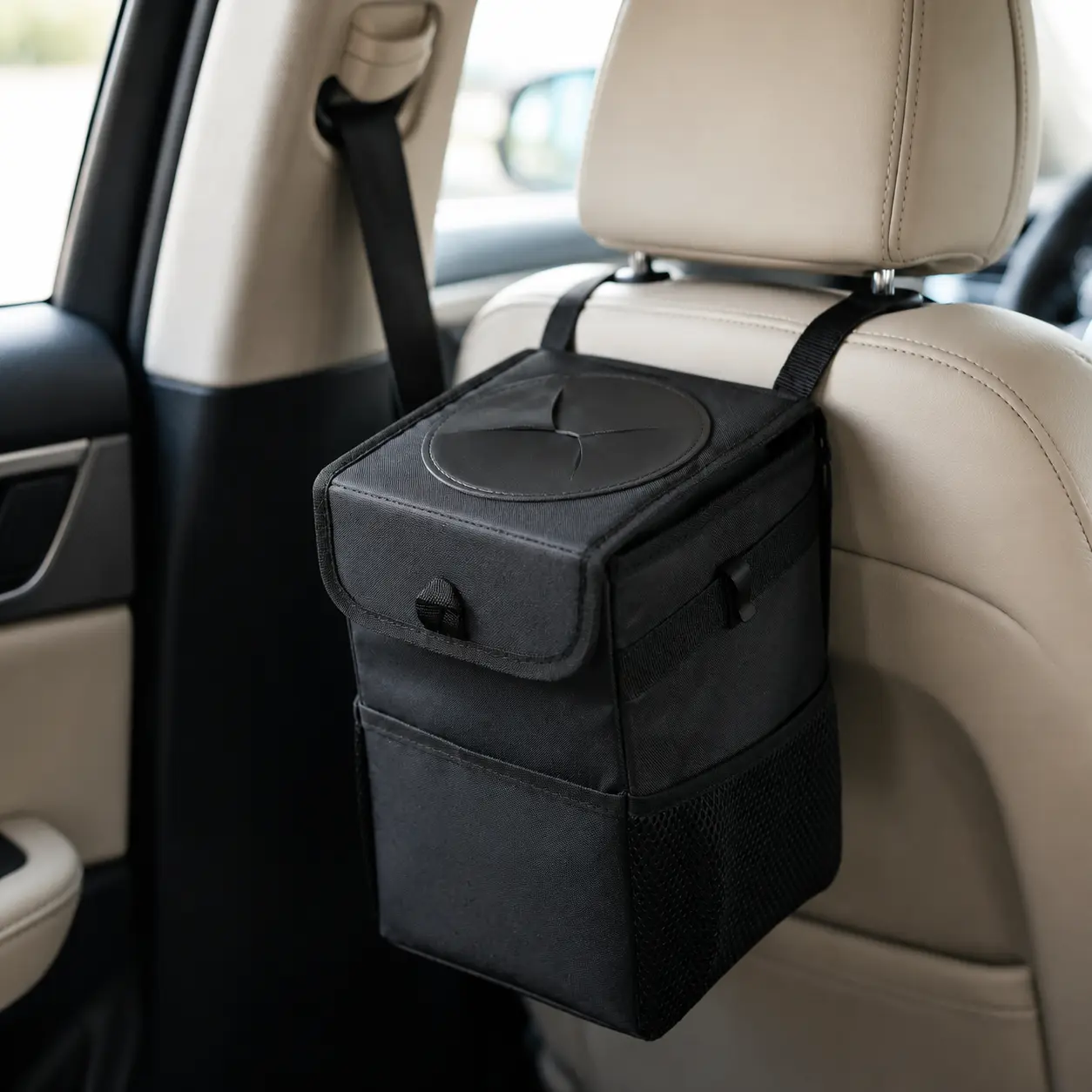 Car Trash Can with Lid - 3.2 Gal/12L Hanging Leak-Proof Collapsible Organizer for Car, SUV, Truck, Road Trip Essentials (Automotive Interior Stowing & Tidying Accessory)