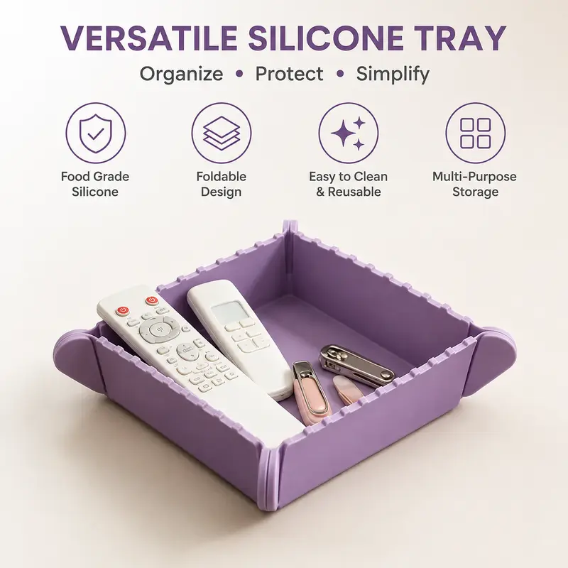 1-Count Food Grade Silicone Foldable Magnetic Heat-Resistant Smooth Compact Mat - Non-Slip Trivet Pad Set for Kitchen, Outdoor Use, Home Organization