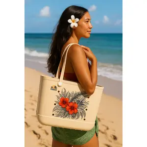 EVA Beach Bag – Polynesian Hibiscus Print | Siva Vibe