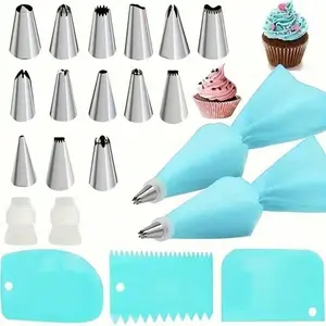21-Piece Baking Decorating Kit for Home Bakers | Includes Piping Tips, Bags & Scraper for Creative Dessert Decoration