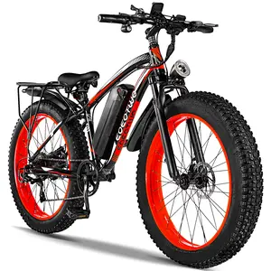 EOEOTWO Electric Mountain Bike for Adults, 1000W Peak Motor, 48V 15Ah (720Wh) Battery, 26''×4'' Fat Tire, Vacuum Seat, 34MPH Speed, LED Color Display, 396lb Max Load, Front Light with Horn & Reflectors