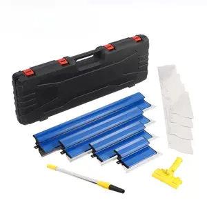 Drywall Knife Set with Portable Case, includes stainless steel putty knives and an extension handle. Made of stainless steel, ideal for finishing drywall and wall panels.