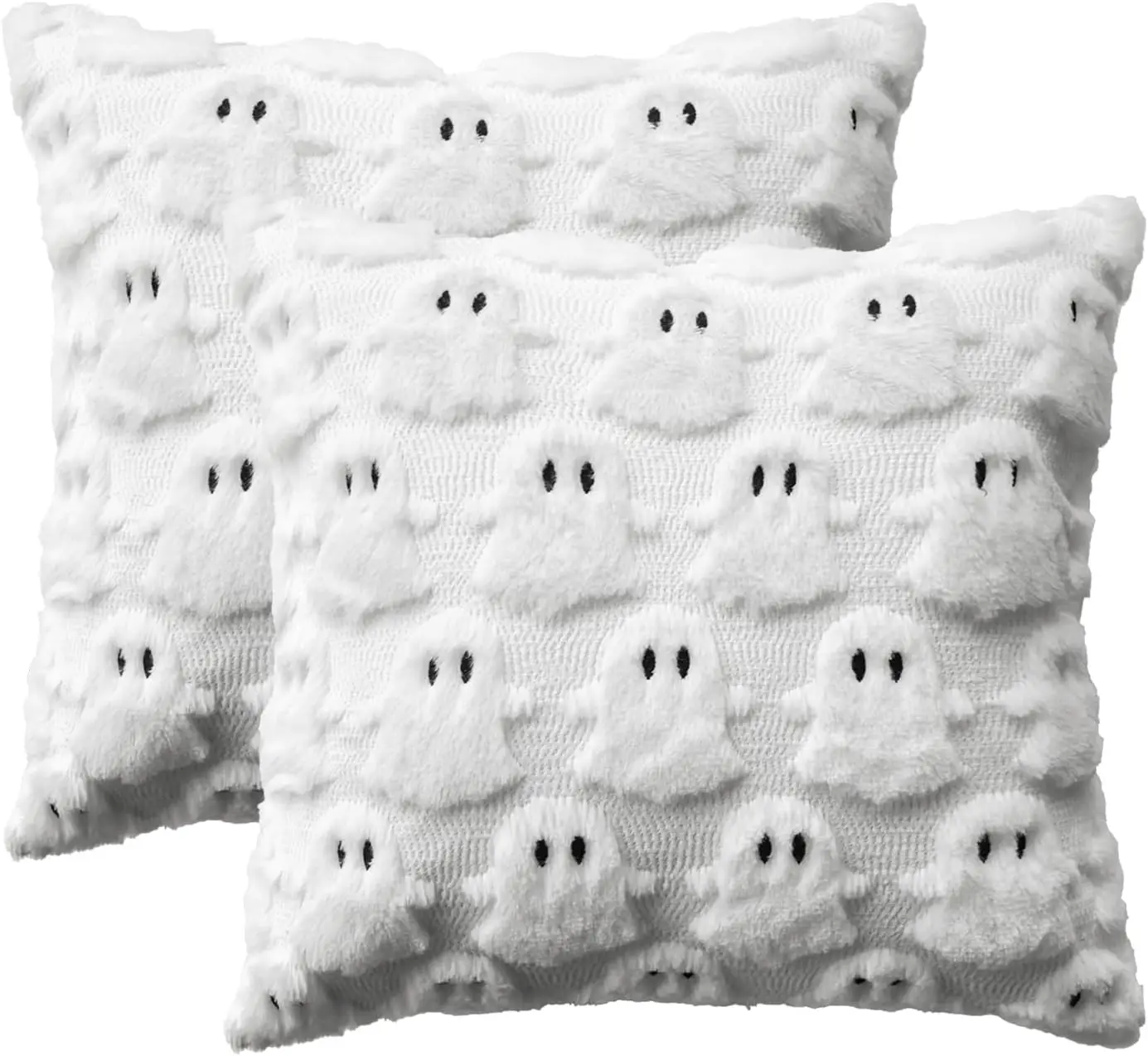 Halloween Ghost 18x18Inch, Plush Faux Fur Jacquard Throw Pillow Cover,suitable for bedroom bedding, home decoration, sofa decoration, camping, outdoor