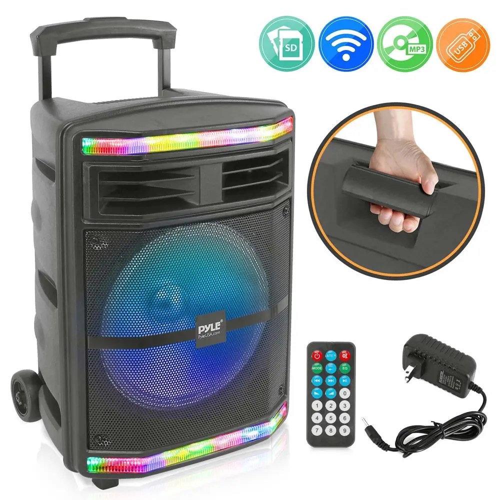 600W Portable Bluetooth PA Speaker - Rechargeable Battery, Party Lights, Audio Subwoofer, MP3 Compatibility, Smartphone Connectivity, Easy-Use Buttons, Radio, Digital Function, Memory Storage, USB Port, Included USB Cable, Bass Speakers, Crowd Control