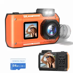 8k HD 70mp Digital Camera, Dual Screen Selfie Camera, Waterproof Shockproof Dustproof, Outdoor Travel Snorkeling, Includes Accessories