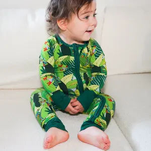 Red-Eyed Tree Frog Zip Baby Pajamas Ultra-Soft Viscose from Bamboo Blend Sleepwear by Jungle Jams