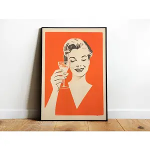 Retro Kitchen Wall Art Funny Posters 50s Cocktail Digital Print Bar Poster Cocktail Wall Art Alcohol Poster. Happy Hour Print Retro Poster