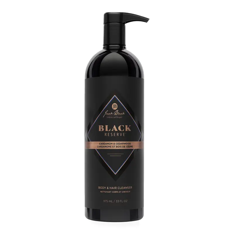 Jack Black Body & Hair Cleanser - Black Reserve 2-in-1 Hydrating Shampoo & Body Wash, Nourishing Shea & Green Tea Formula, Refreshing Eucalyptus-Rosemary Scent, For Scalp, Hair & Skin Care