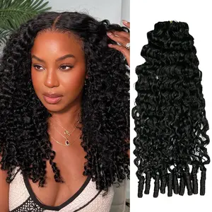 Ssawhair Water Curly Crochet Human Hair Knotless Pre-Separated Curly Human Hair Lightweight Reusable Feather Crochet Hair Extensions 120g 100Strands