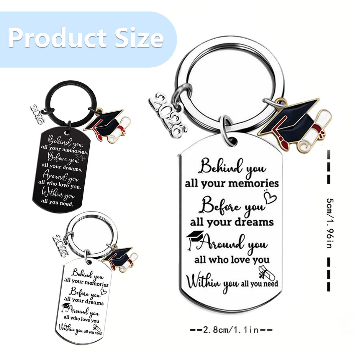2026 Graduation Key Chain Gifts for Her Him Girls Boys, Class of 2026 Keychain Graduation Gifts for College Middle High School Graduates Daughter Son Inspirational Religious Christian Gift for Graduation Students(Silver/Black)