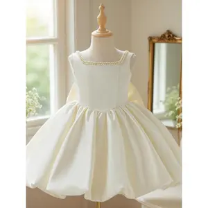 Girl's beautiful flower bud dress fashion dress Barbie pink popular dress dress high-end elegant design pearl decoration, spring and summer dressRAIMENTRY