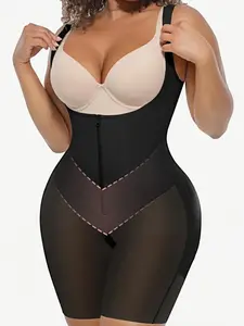 1 Count Women's Butt Lifting And Tummy Control U Neck Open Bust Bodysuit Compression, Fajas, Colombian Shapewear, Underwear, V Contour Waistband with Adjustable Strap, Zipper Crotch Comfort Firm Shapewear, Suitable for Occasions & Sport