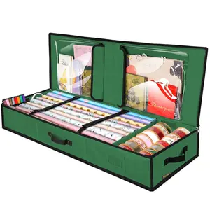 Christmas Wrapping Paper Storage Organizer with Flexible Partitions and Pockets, 40" Durable 600D Oxford Fabric Gift Wrap Storage Bag Fits Ribbon, Ornaments, Holiday Accessories - Boxes