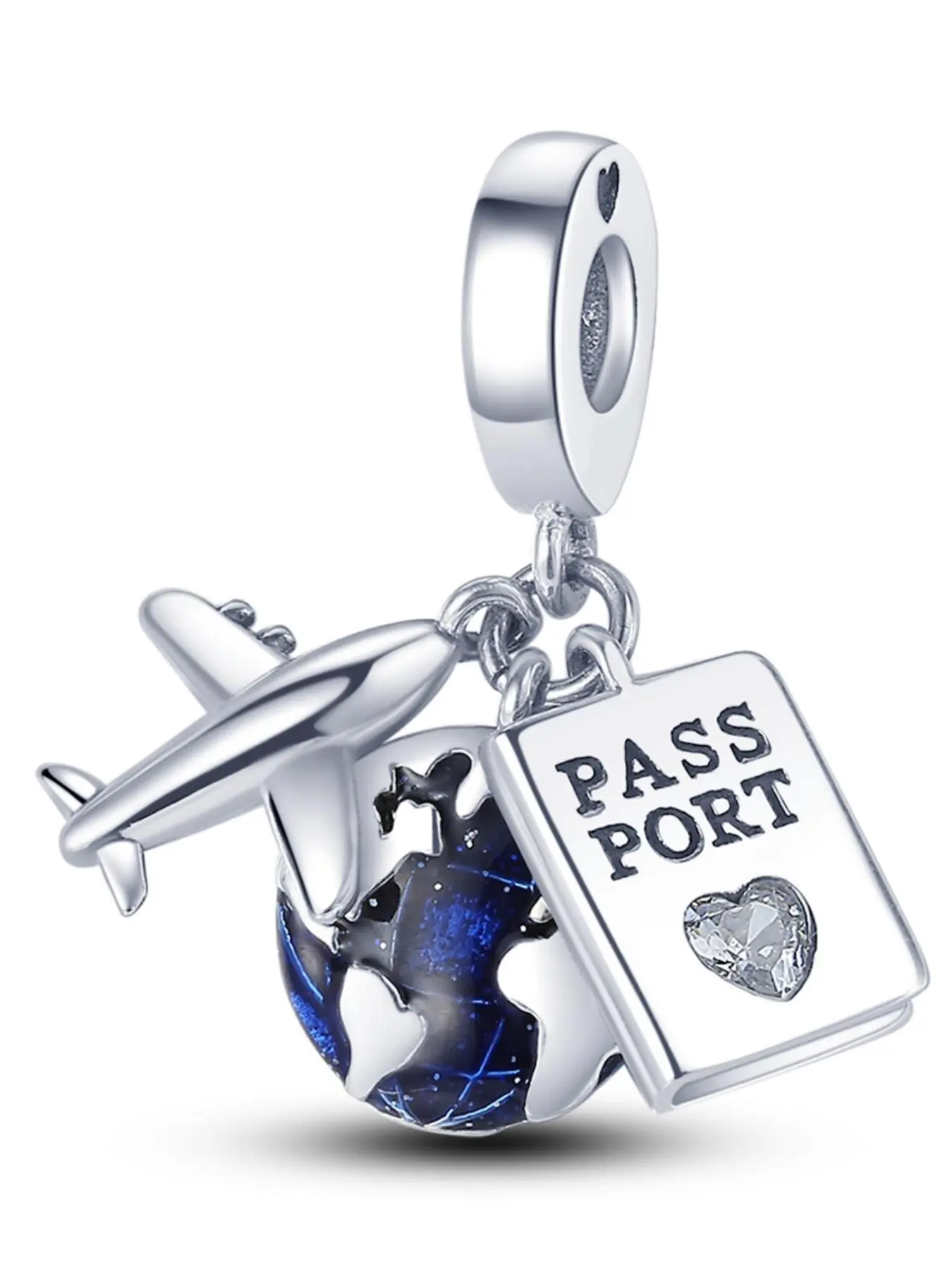 Passport & Airplane Design Exquisite Trendy Pendant,  Rhinestone Decor Charm for Women & Men for Daily Bag Decor, Trendy All-match Jewelry for Birthday Gift