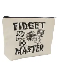 Fidget Toy Storage Bag for Kids Adults Sensory Toys Accessories Organizer Large Capacity Canvas Pouch ADHD Anxiety Relief Gifts "Fidget Master" Gamer Fans Birthday Xmas Present