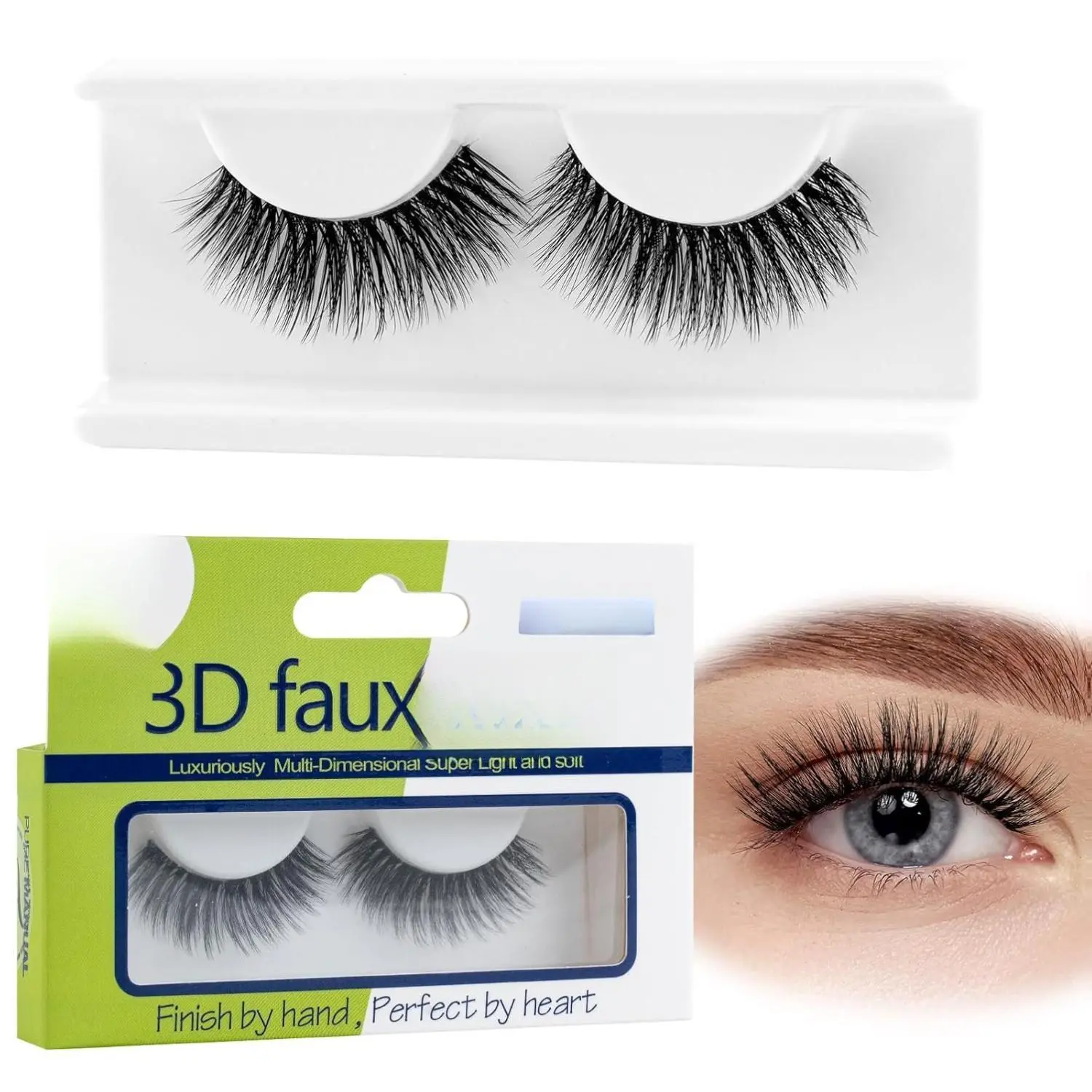 Medical Grade Sterilized Fake Eyelashes For Sensitive Skin Super Light Invisible Band 3D Faux Mink Fluffy Strip Lashes Handmade wet ancy lash,dreamy lash, K-Style Natural Curly False Lashes, vegan lashes